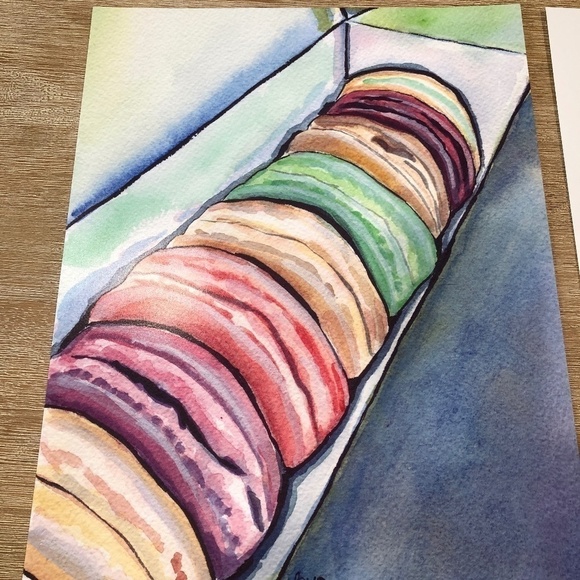 LADUREE Macarons in a Box Watercolor Art Print, Artist Johanna Pabst - Picture 1 of 6